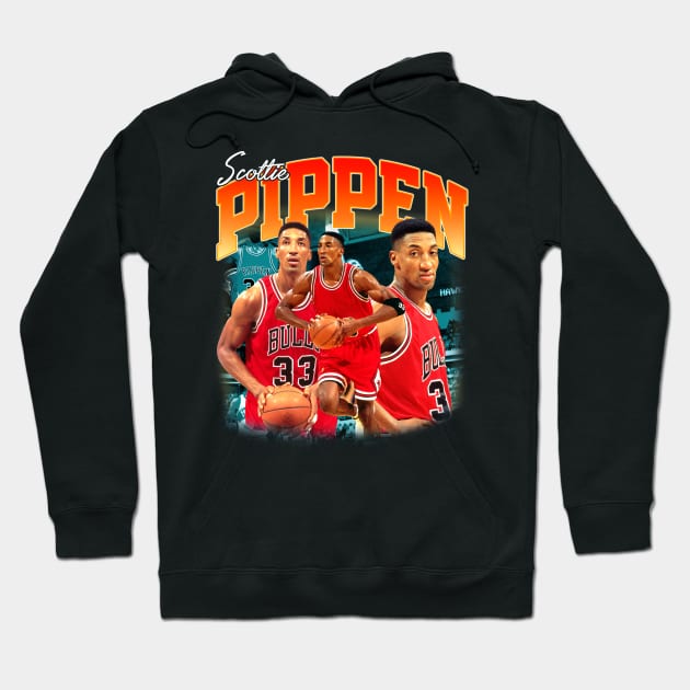 Scottie Pippen Basketball Legend Signature Vintage Retro 80s 90s Bootleg Rap Style Hoodie by CarDE